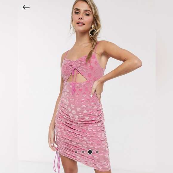 For Love and Lemons FL&L Lusk Velvet Midi Dress Pink Size Large EUC - Picture 3 of 16